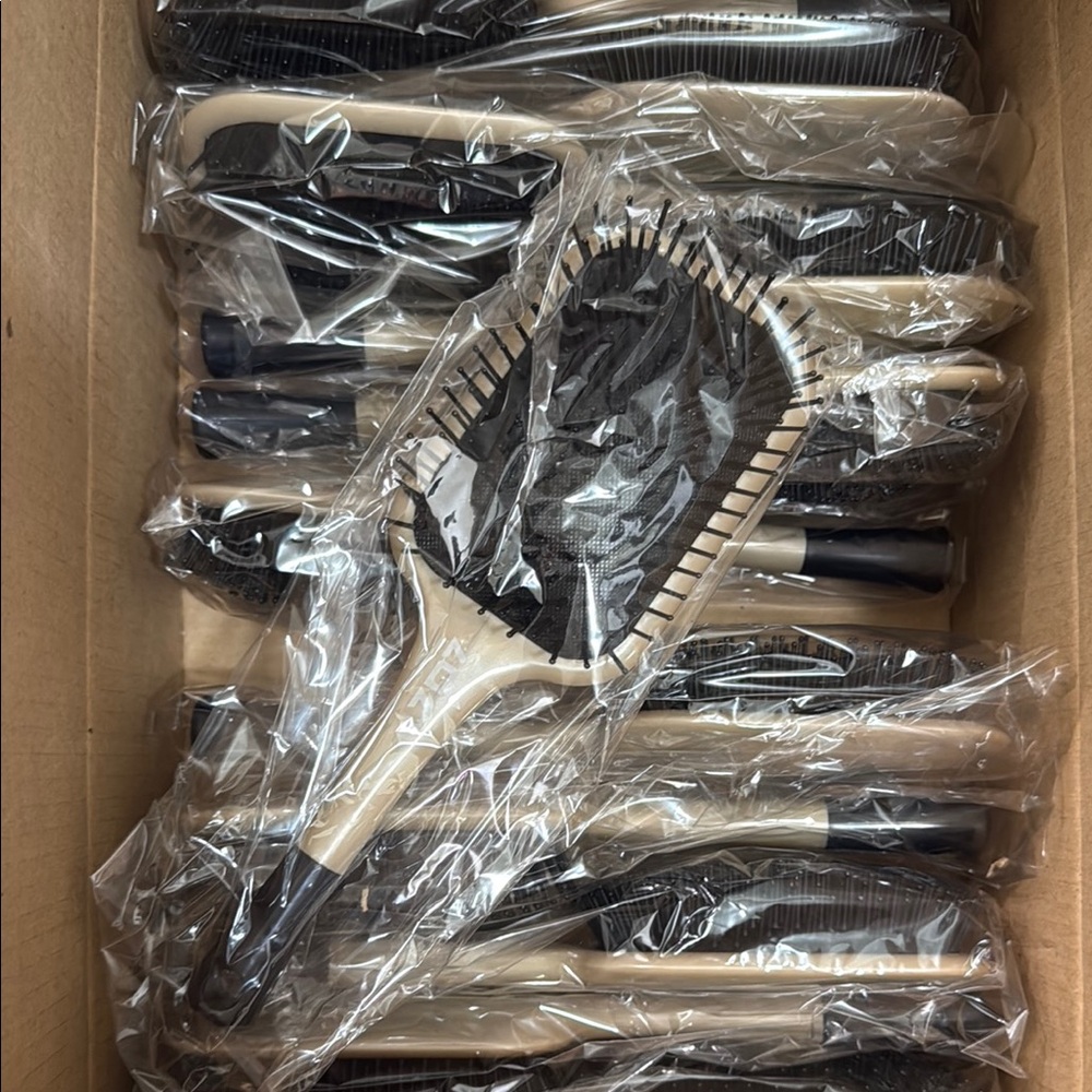 12 PC SET - Black and Tan Paddle Hair Brush